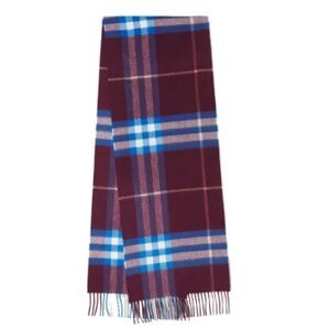 Burberry 100% Cashmere Scarf Cherry Velvet Blue